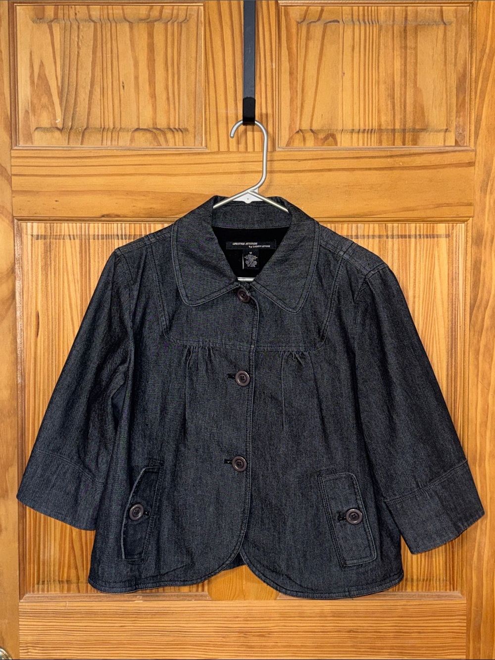 Women’s Black Denim Button-Front Jacket